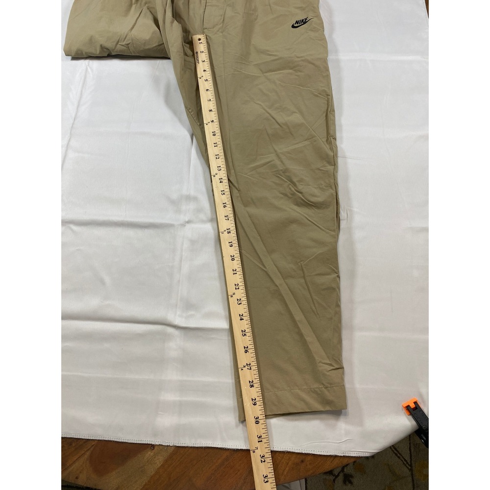 Nike Mens XL Woven Sportswear Pants Tan Khaki Elastic Waist Zip Pocket Futura - Picture 12 of 13